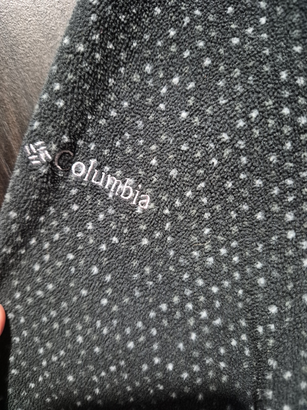 Columbia Charcoal Black Gray White Dot Half-Zip Fleece Pullover Size Large - Picture 6 of 6